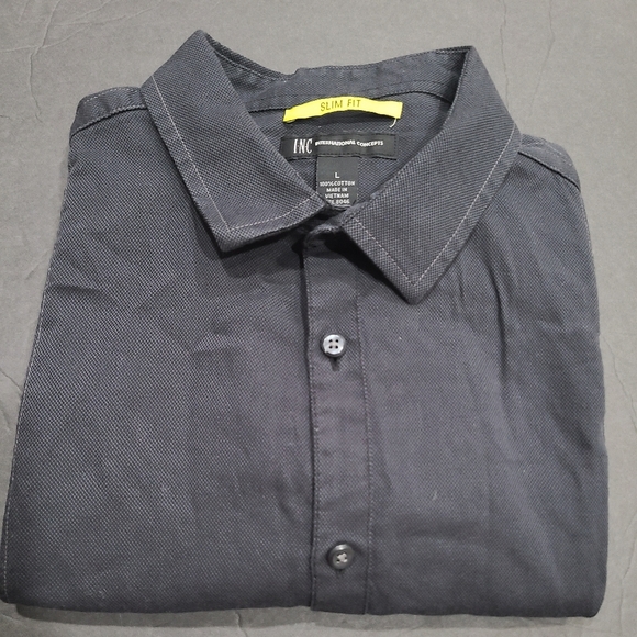 INC International Concepts Men's Black Slim Fit Shirt Sz.L Charcoal Color - Picture 1 of 10